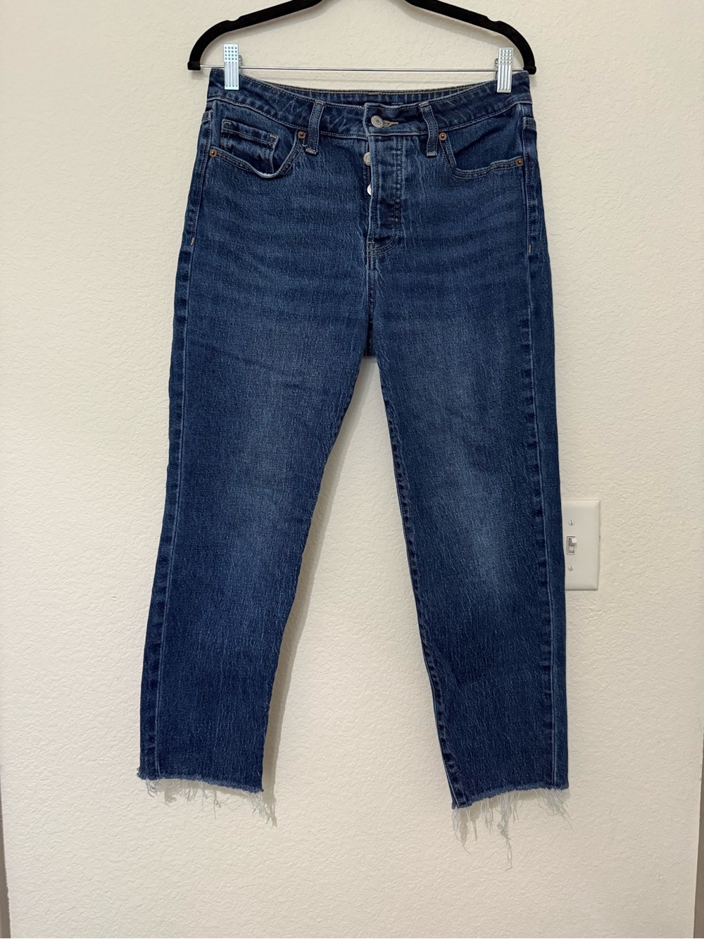Old Navy Dark Blue High-Rise Button Fly OG Straight Jeans